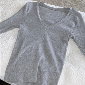 Grey Brandy Melville Long Sleeve V-Neck